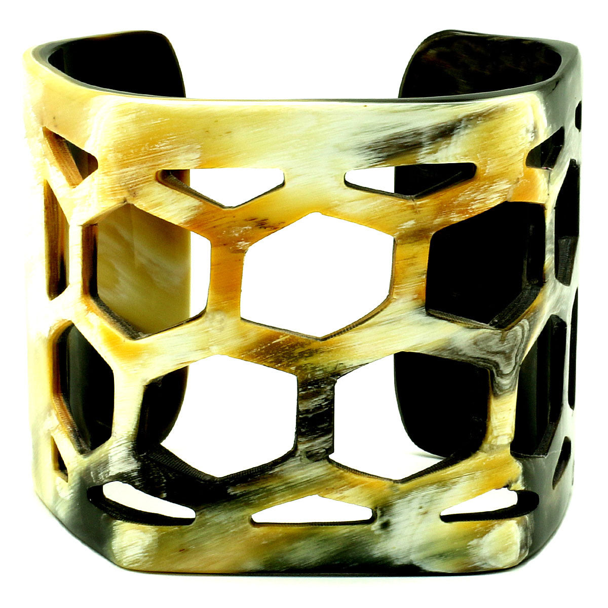 Polished Horn Lightweight Beehive Cuff | Pulsera de Cuerno Colmena