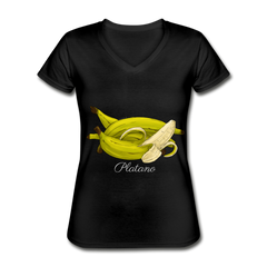 Platano Women's V-Neck T-Shirt - Black - black