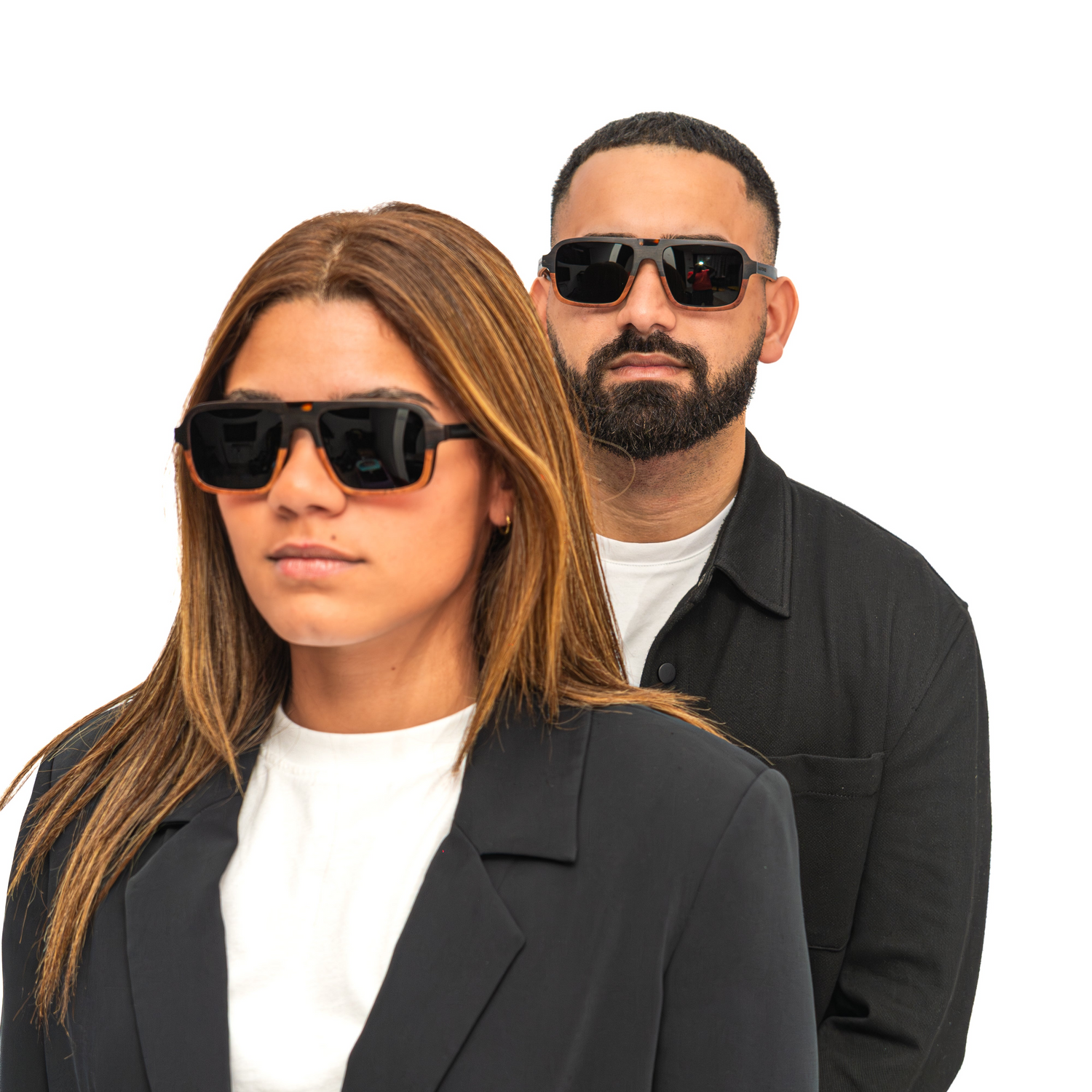 The Modern Square Aviator Ebony & Golden Madrone Wood Sunglasses
