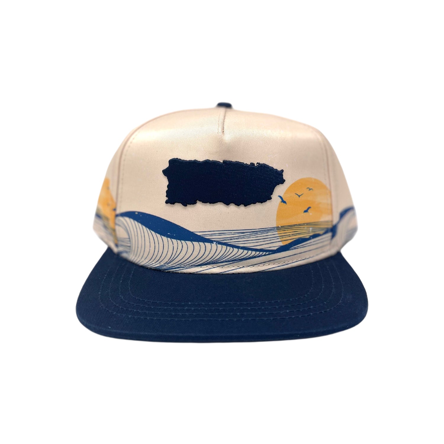 Puerto Rico Map Ocean Sunrise Snapback Cap