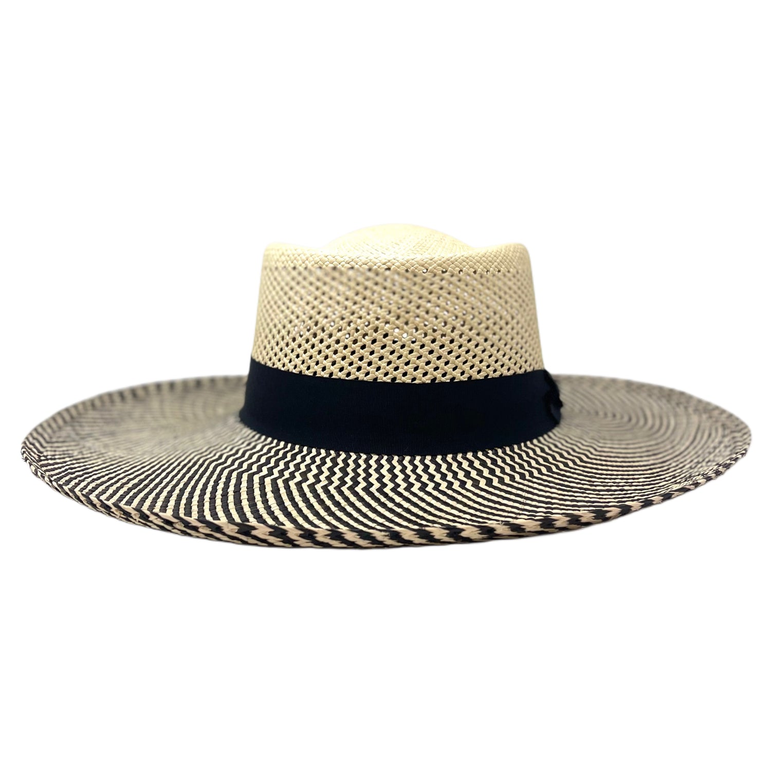 Summer Lunga Two Tone Black Genuine Panama Hat