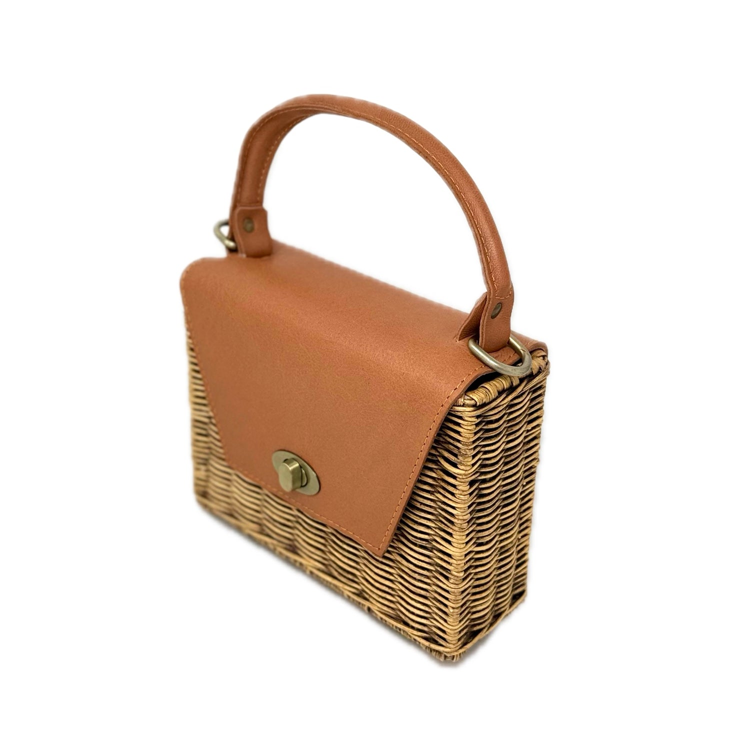 Bali Wicker Natural Tote with Leather Crossbody Purse