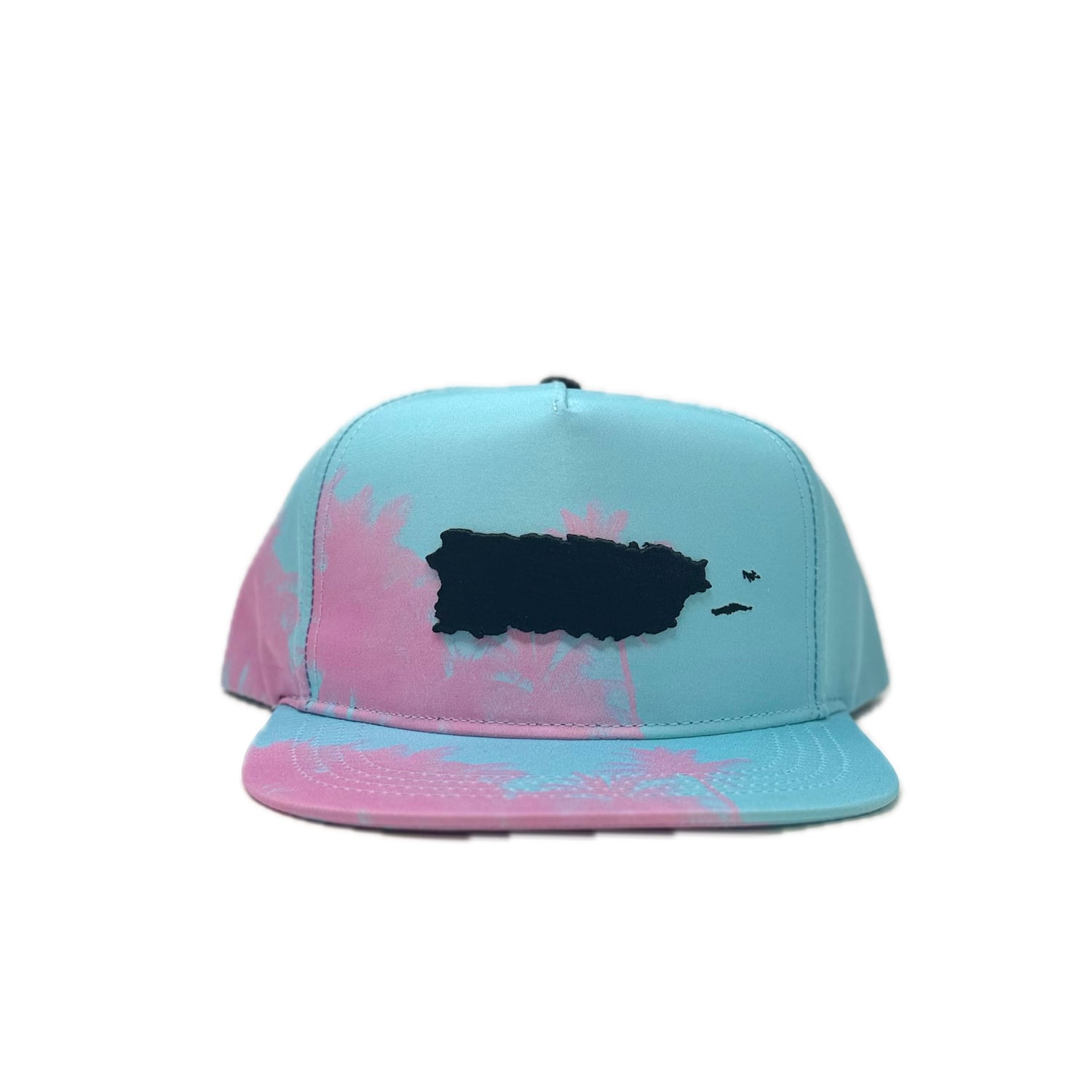 Puerto Rico Map Pink Palms Snapback Cap