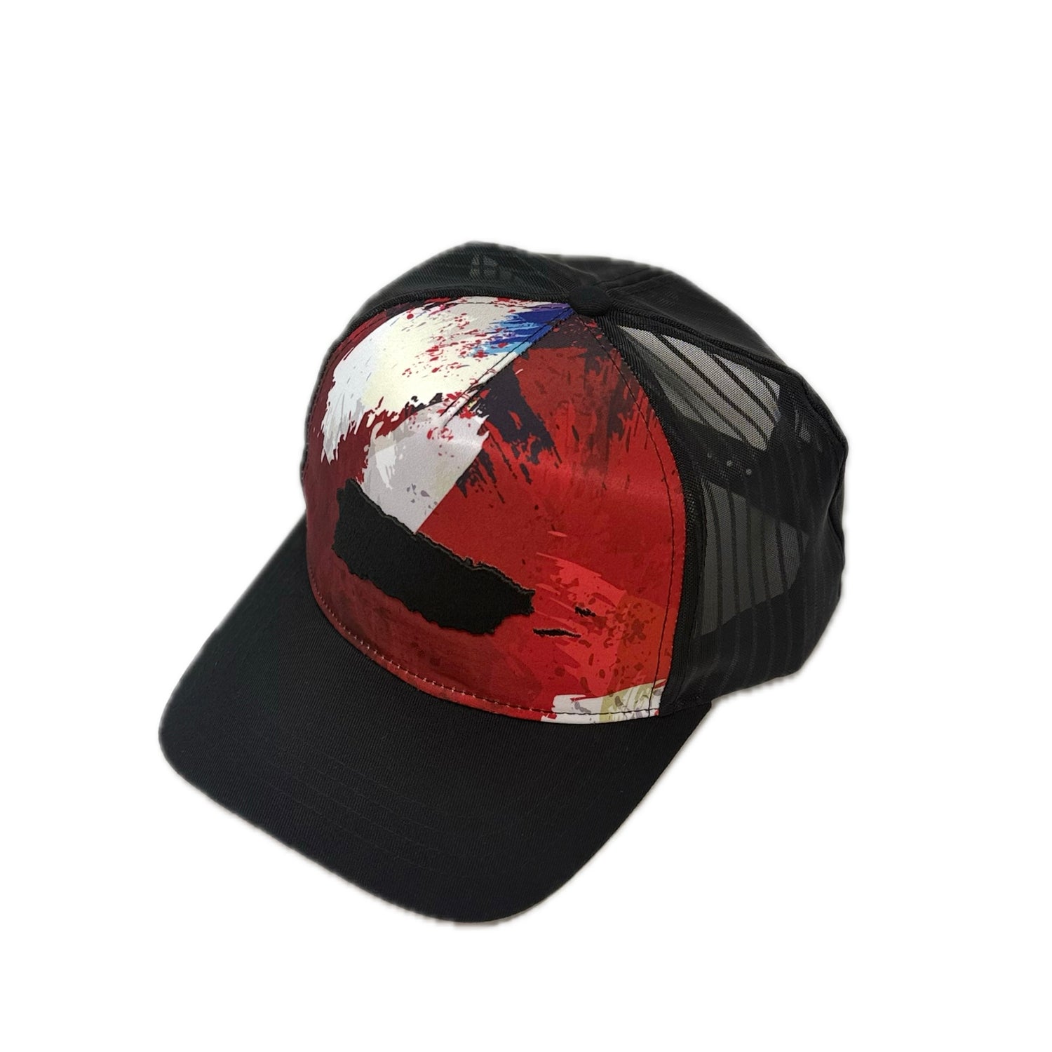 Puerto Rico Map Expressionist Trucker Snapback Cap