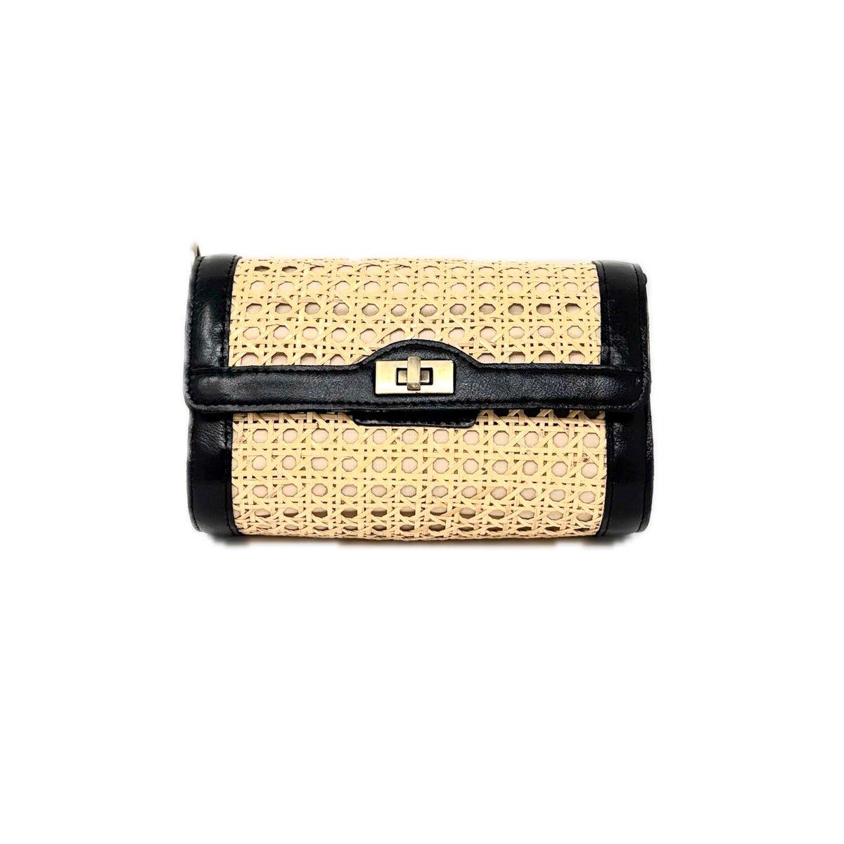 Small Classic Cane Webbing Crossbody Bali Purse - Black