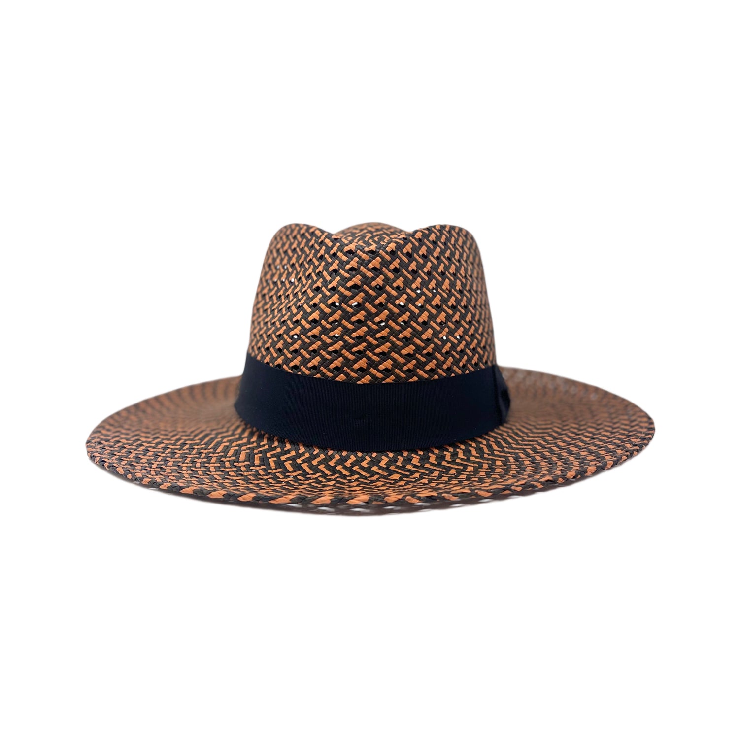 Sauvage Herringbone Brick Black Genuine Panama Hat