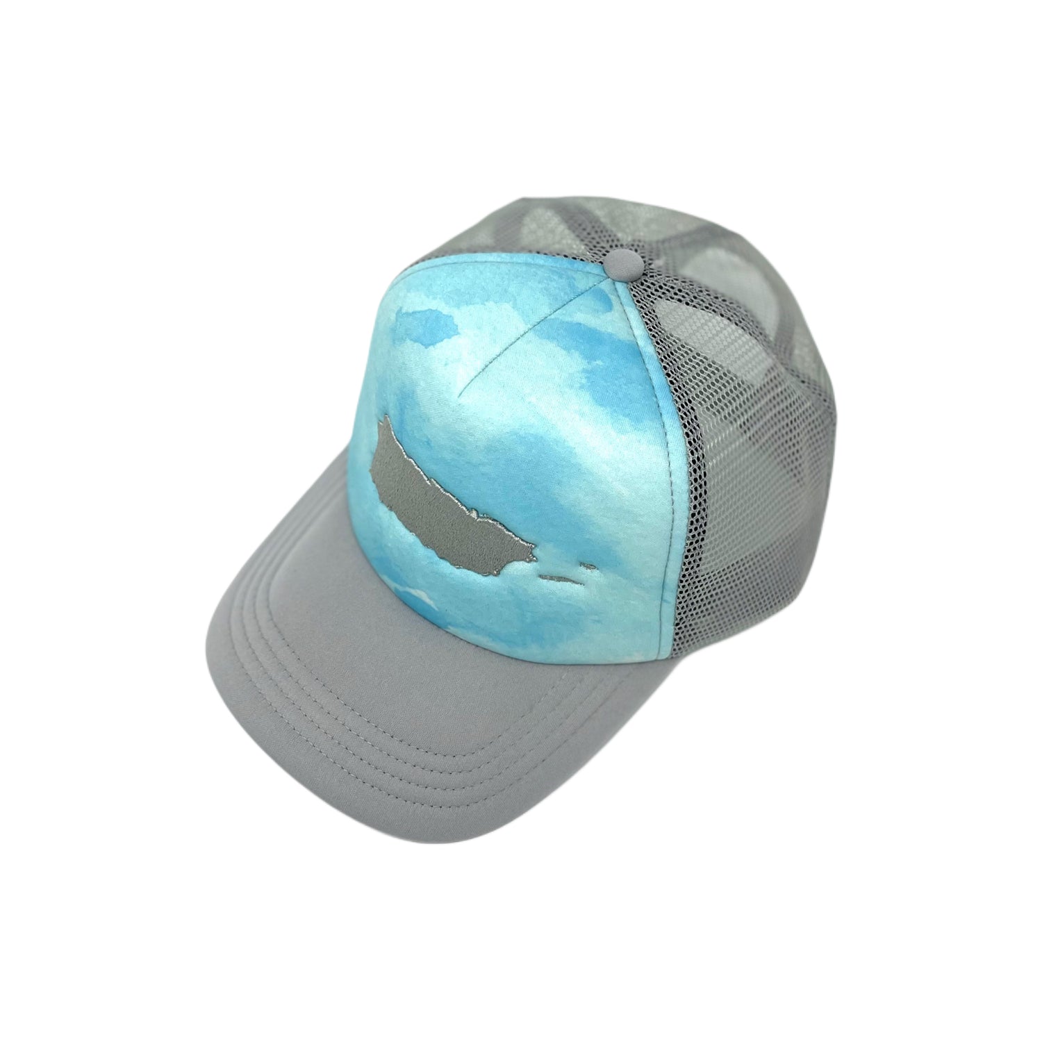 Puerto Rico Map Sea Foam Trucker Snapback Cap