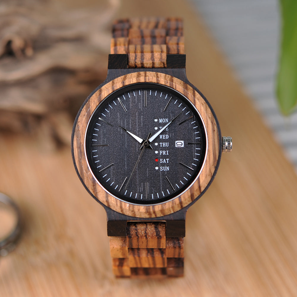 The Agenda Natural Wood Watch Black Dial - LA AGENDA