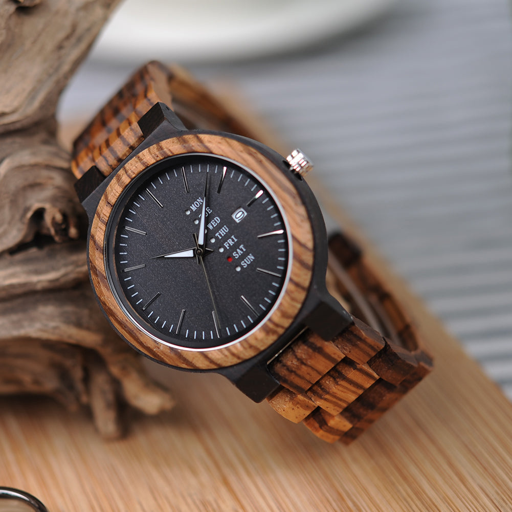 The Agenda Natural Wood Watch Black Dial - LA AGENDA