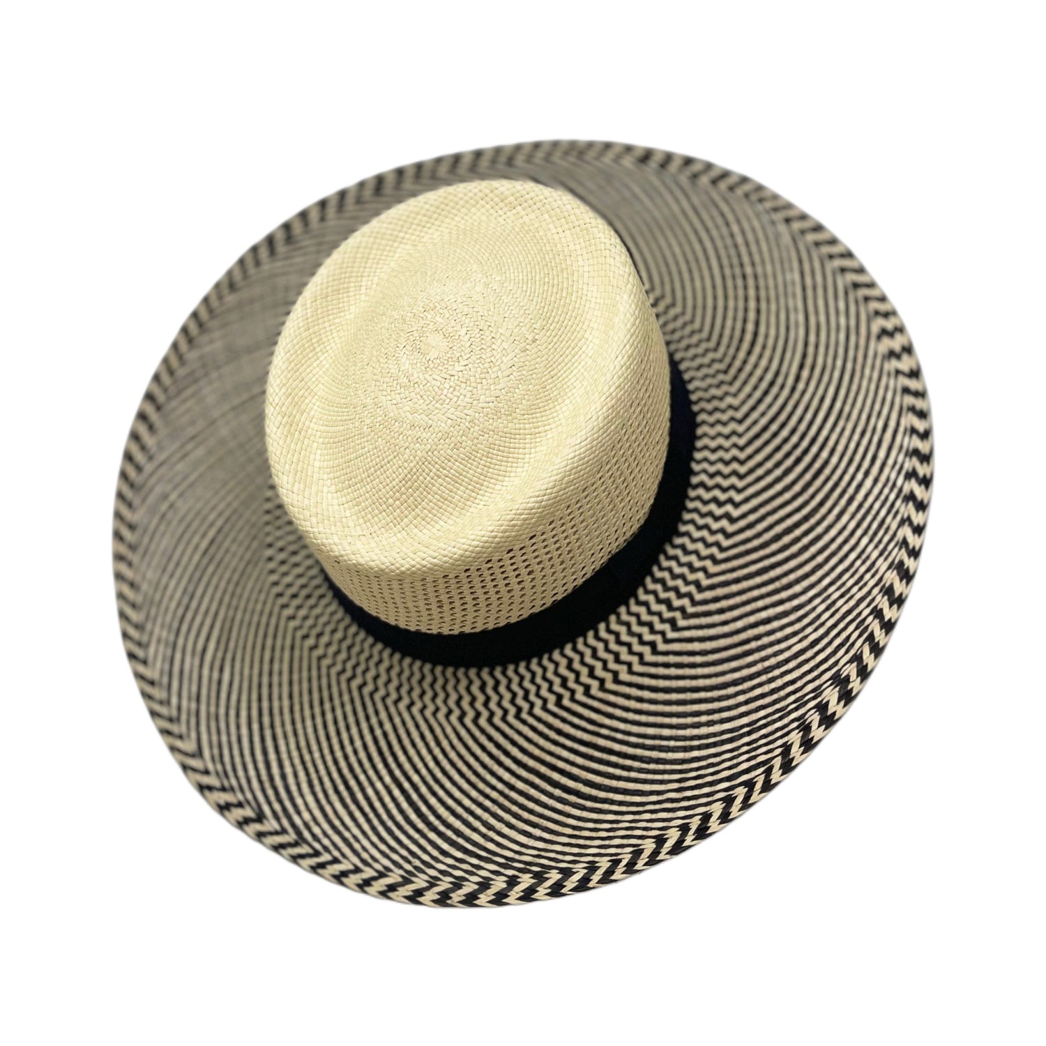 Summer Lunga Two Tone Black Genuine Panama Hat