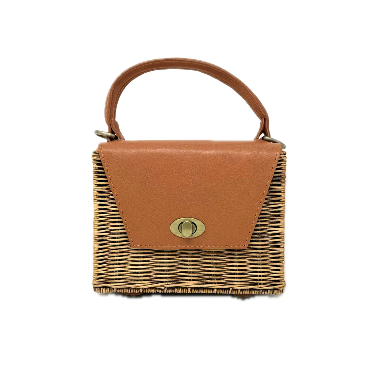 Bali Wicker Natural Tote with Leather Crossbody Purse - Tan