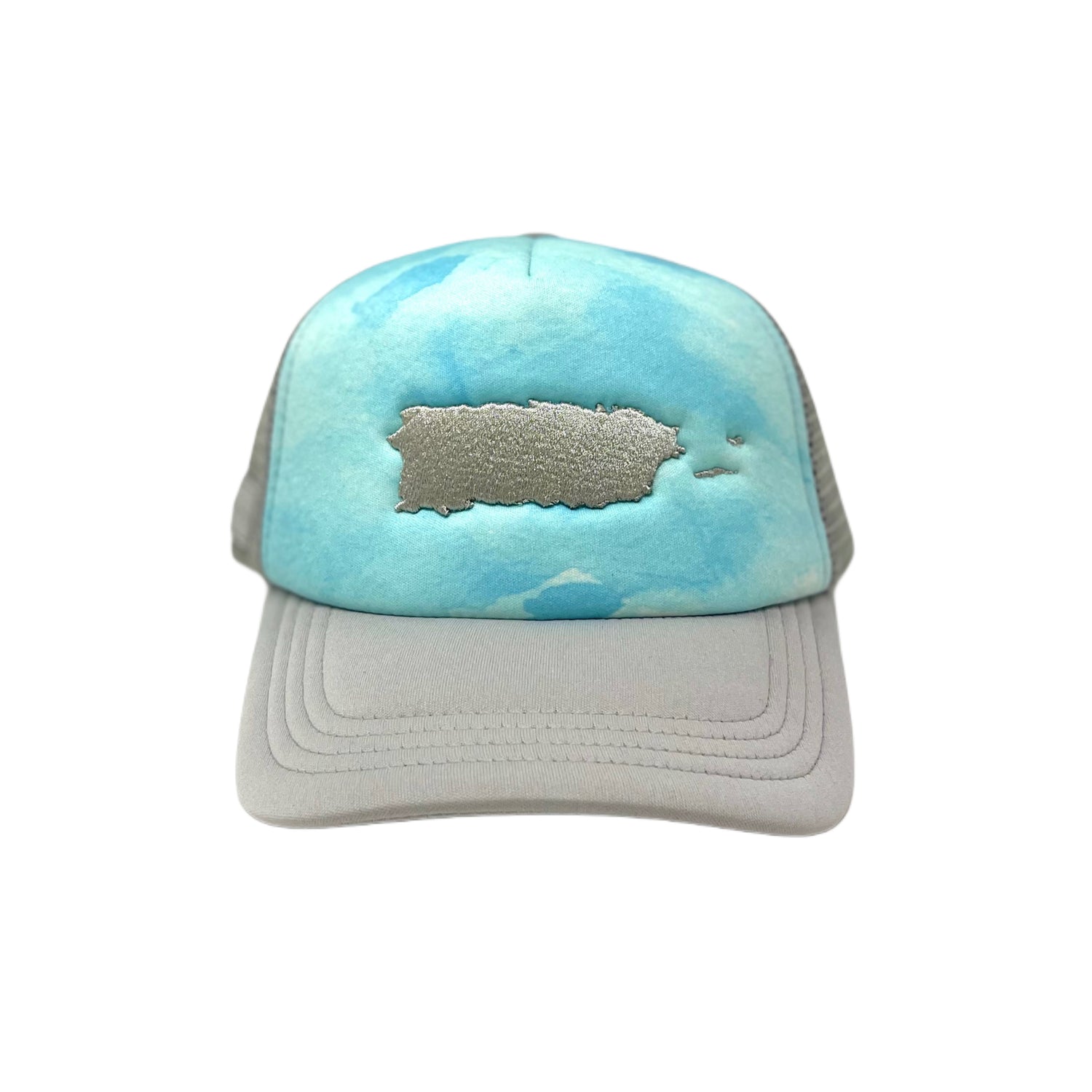 Puerto Rico Map Sea Foam Trucker Snapback Cap