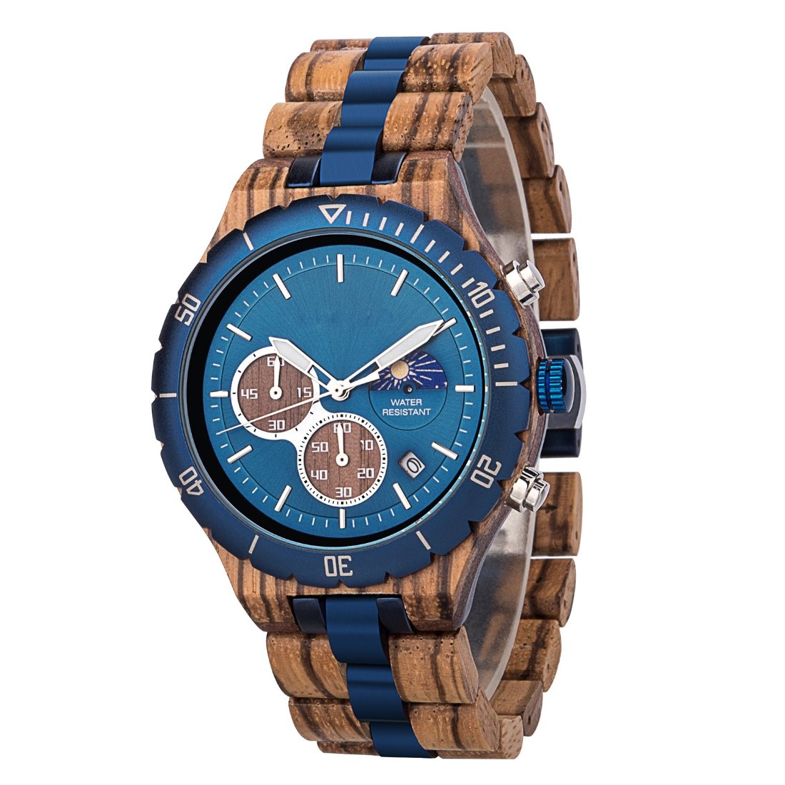 The Weather Chronometer Wood Watch Blue Dial