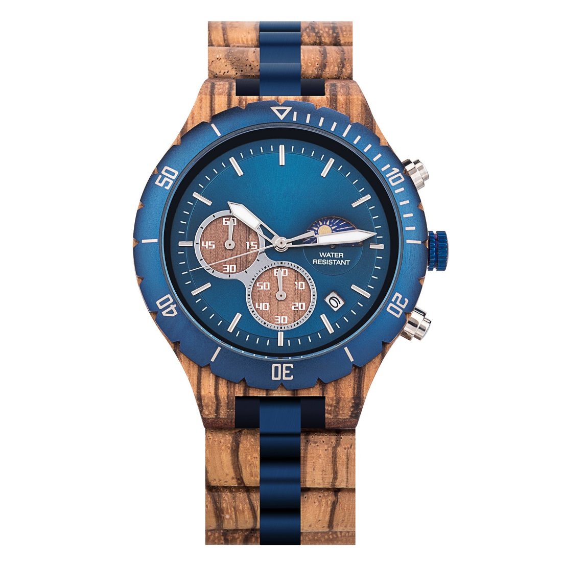 The Weather Chronometer Wood Watch Blue Dial