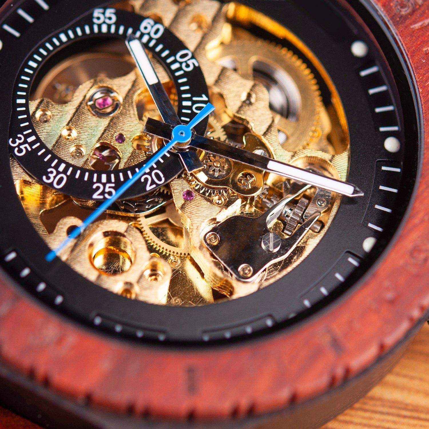 The Bichromal Mechanical Self-Wind Wood Watch Mahogany - EL MECANICO