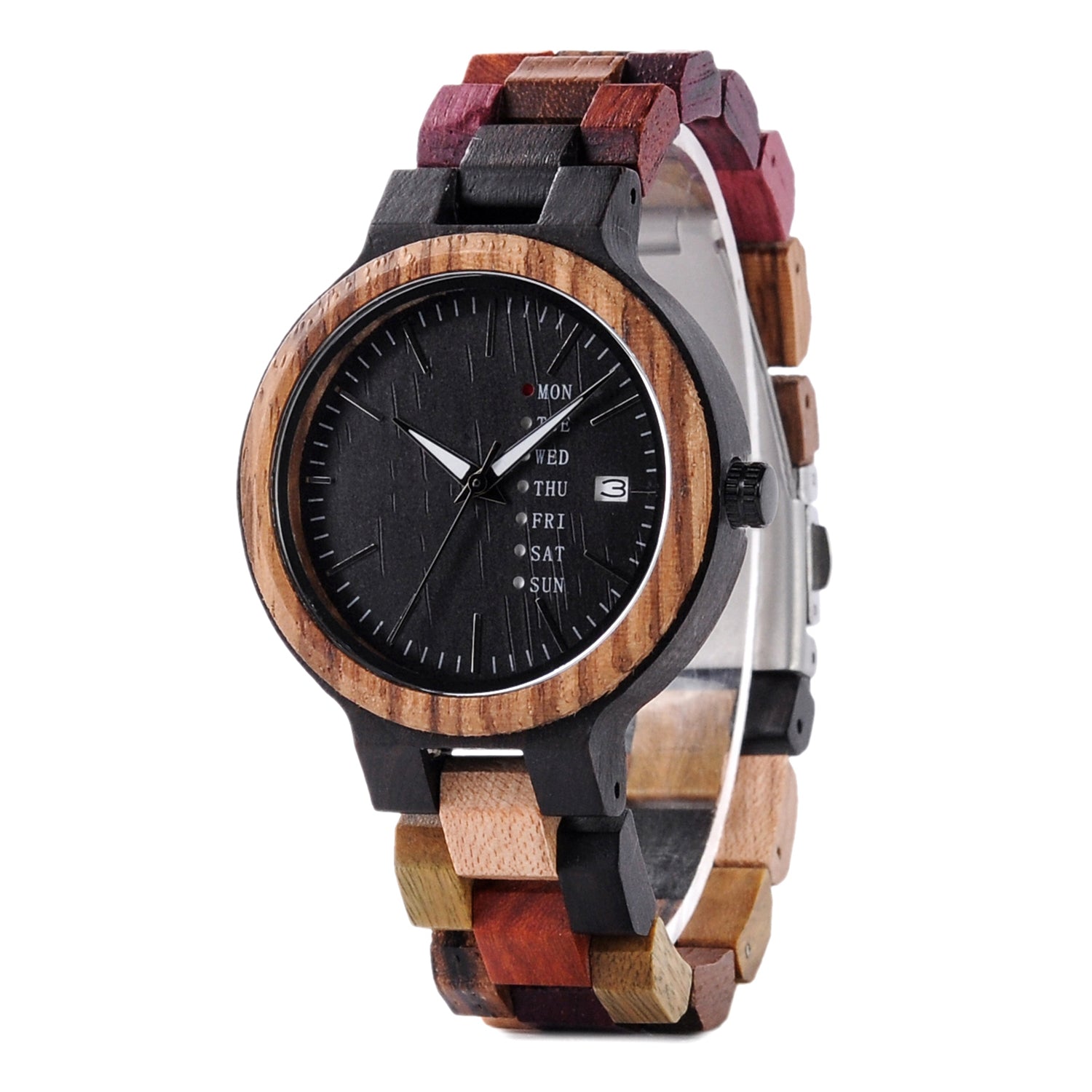 The Agenda Multi-Color Small Dial Unisex Wood Watch Black Dial - LA AGENDA