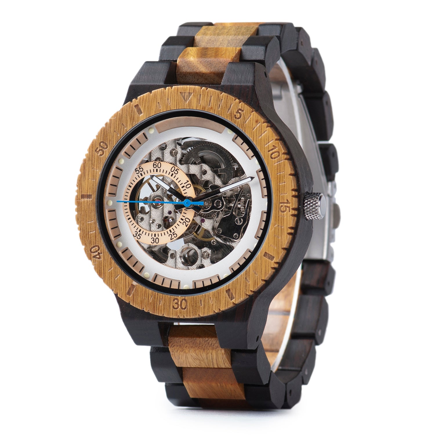 The Bichromal Mechanical Self-Wind Wood Watch Sandalwood - EL MECANICO