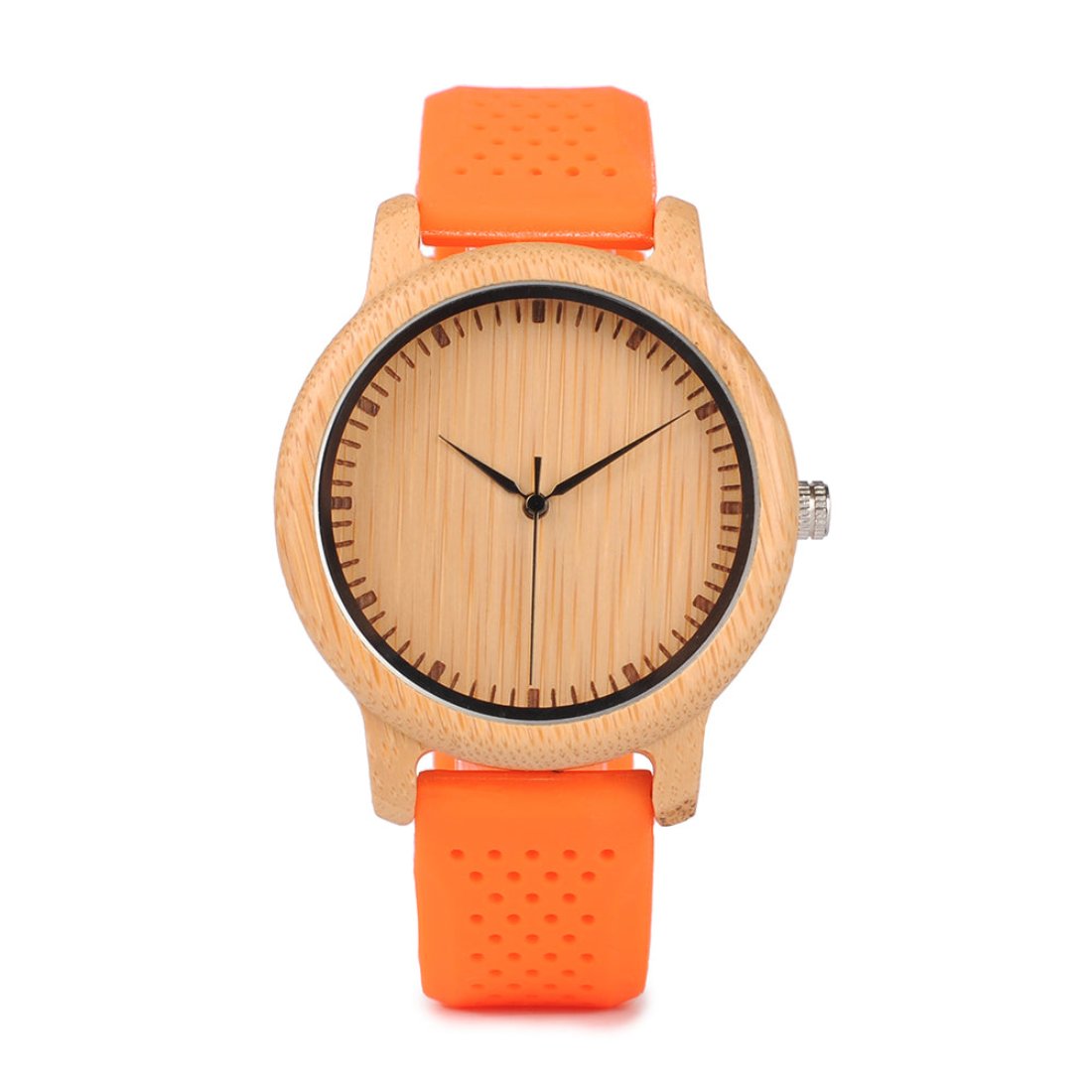 The Lively Wood Dial Silicone Band Orange