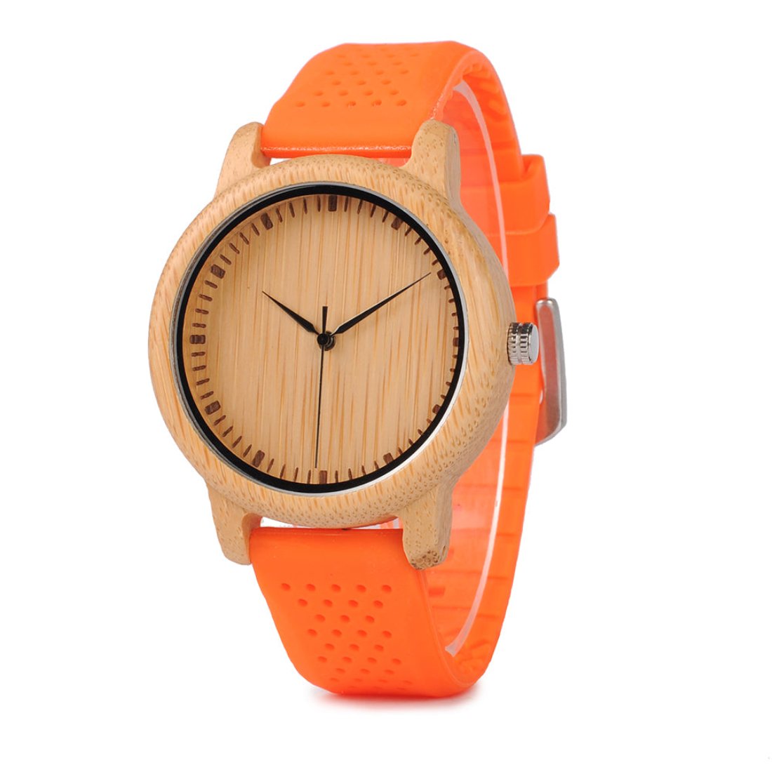 The Lively Wood Dial Silicone Band Orange