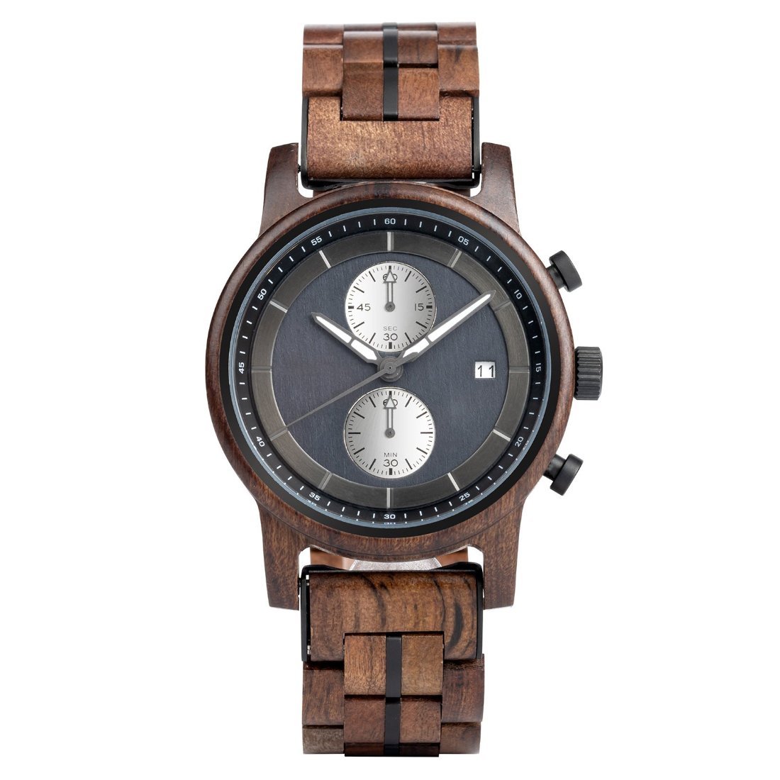 The Double Chronometer Wood Watch Dark Wood