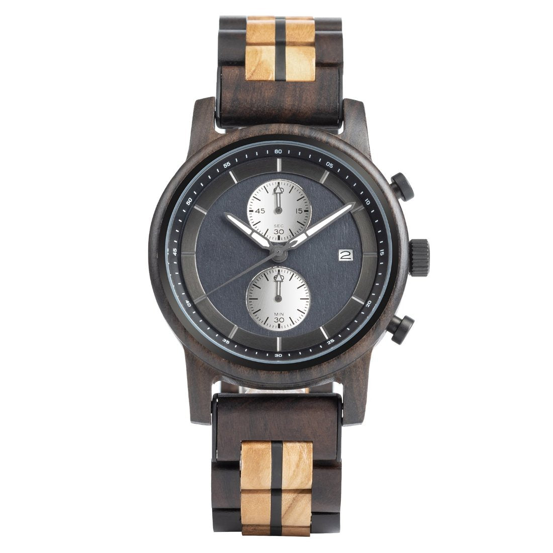 The Double Chronometer Wood Watch Natural Black Dial