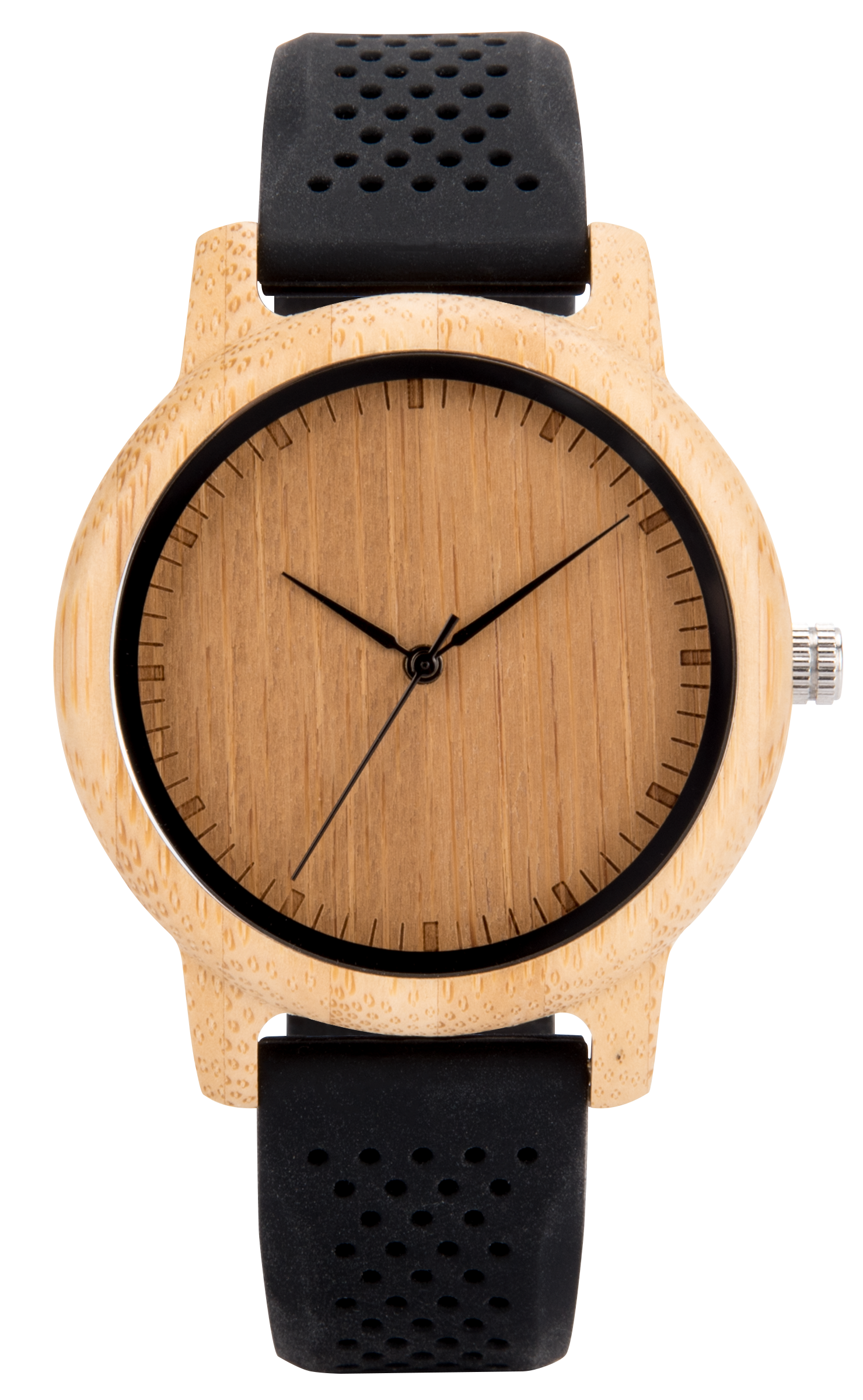 The Lively Wood Dial Silicone Band Black - EL ALEGRE