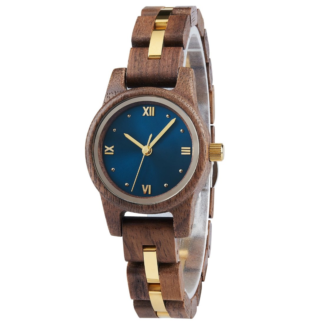 The Classic Women’s Wood Watch Sleek Walnut Blue Dial