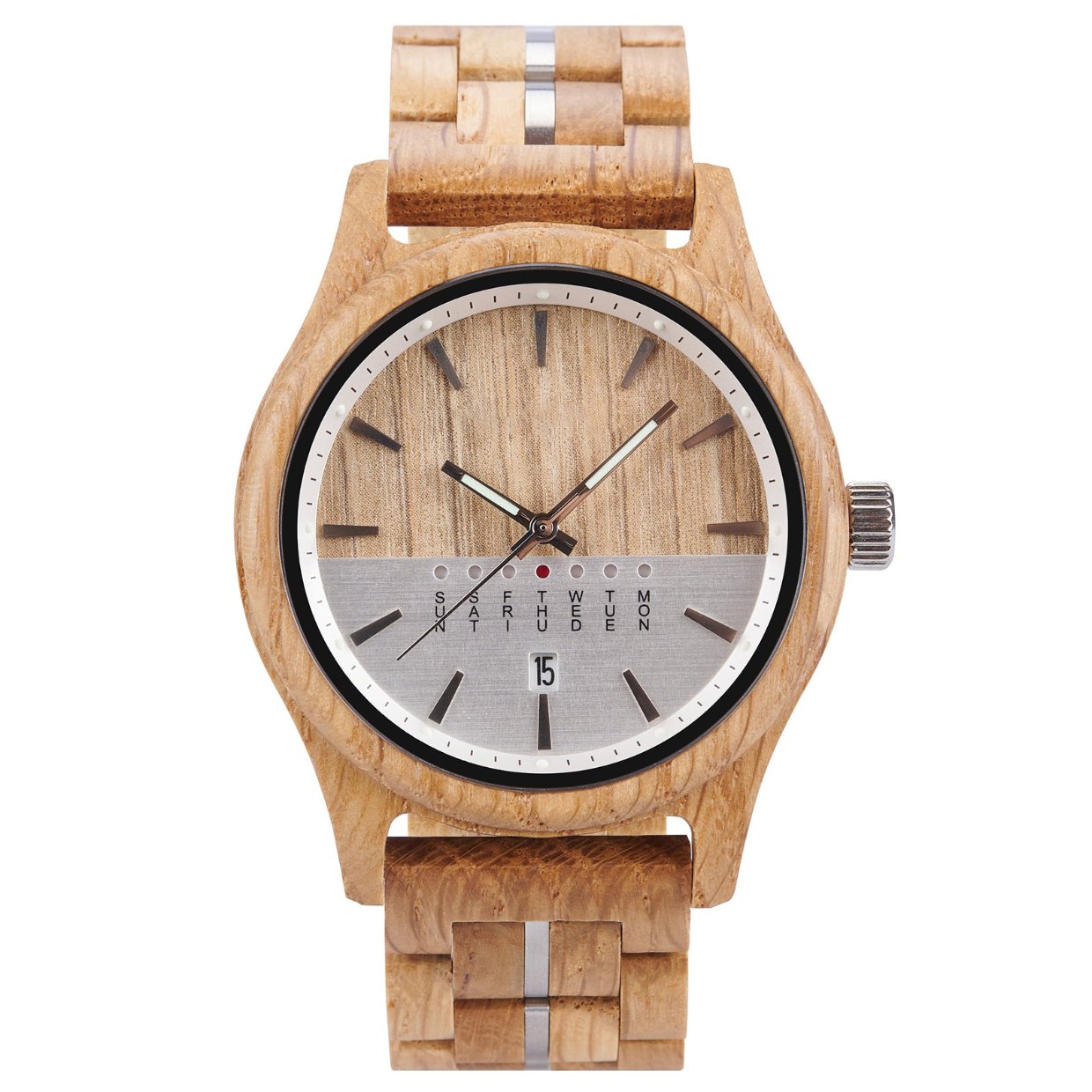 The Parallel Agenda Wood Watch Natural White Dial