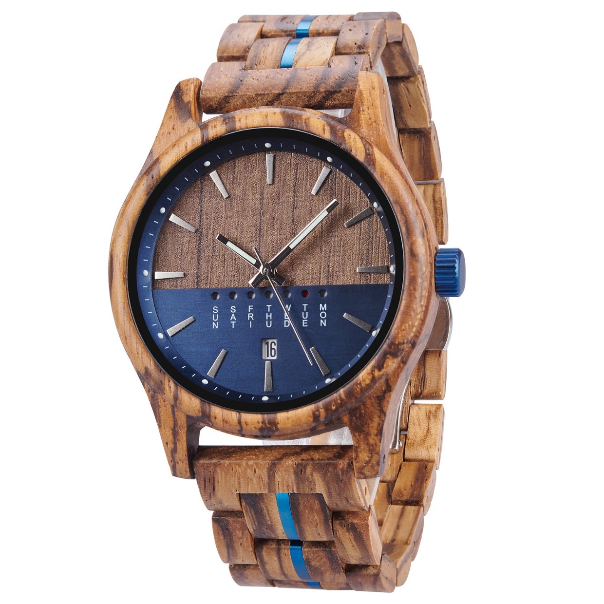 The Parallel Agenda Wood Watch Blue Dial