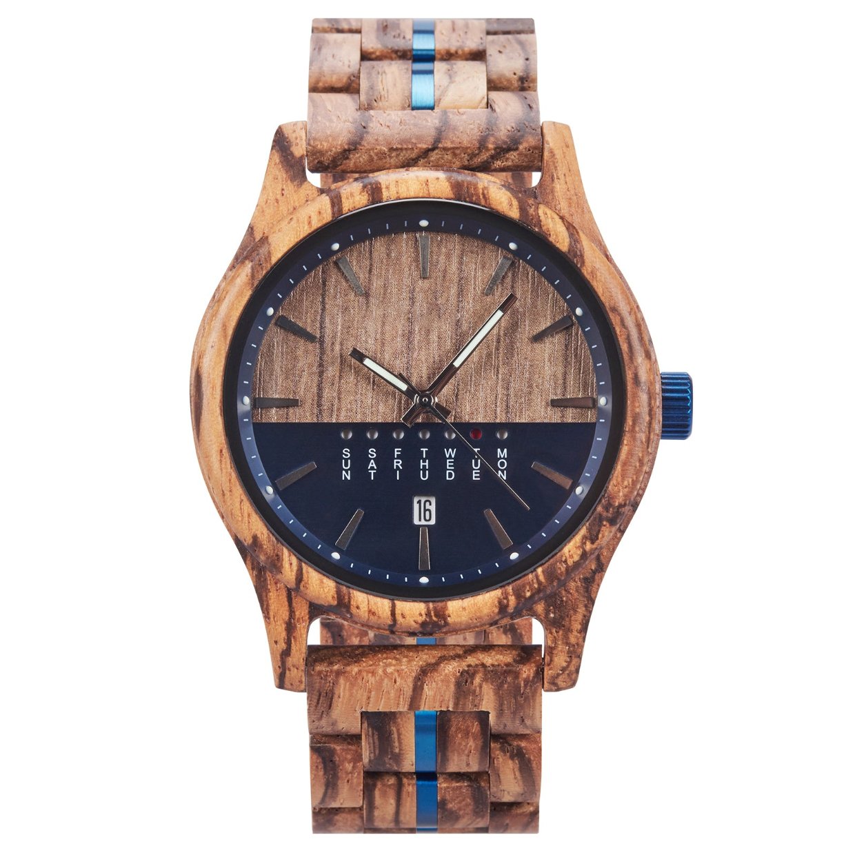 The Parallel Agenda Wood Watch Blue Dial