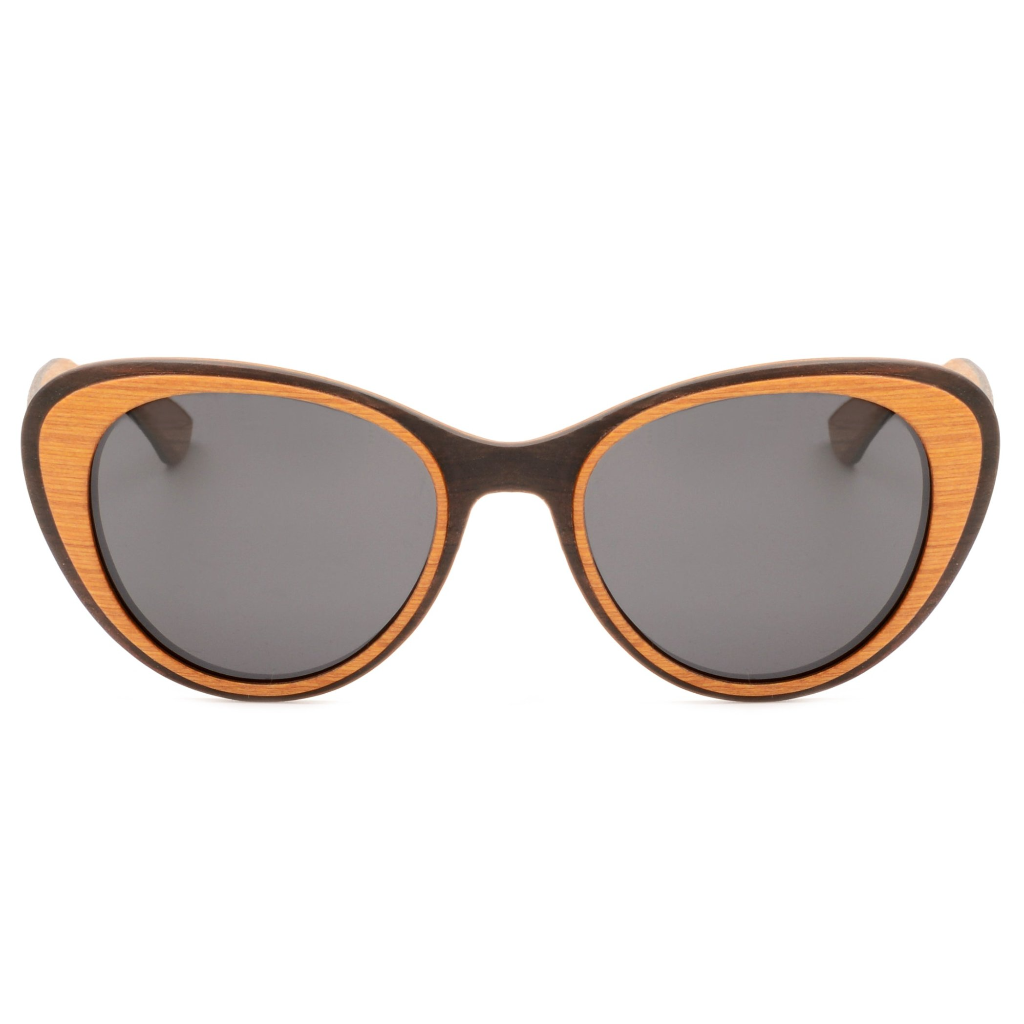 The Cat Eye Layered EBONY-GOLD Wood Sunglasses