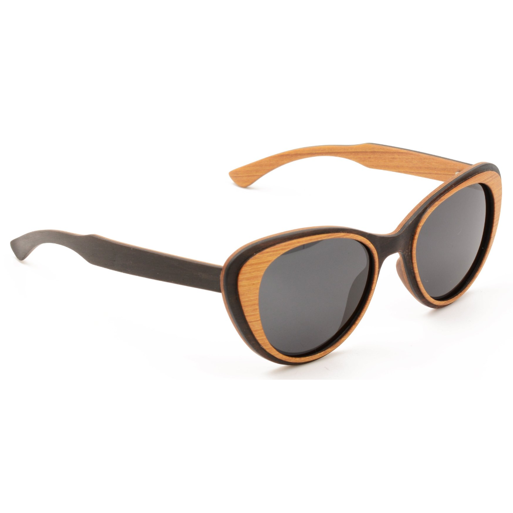 The Cat Eye Layered EBONY-GOLD Wood Sunglasses