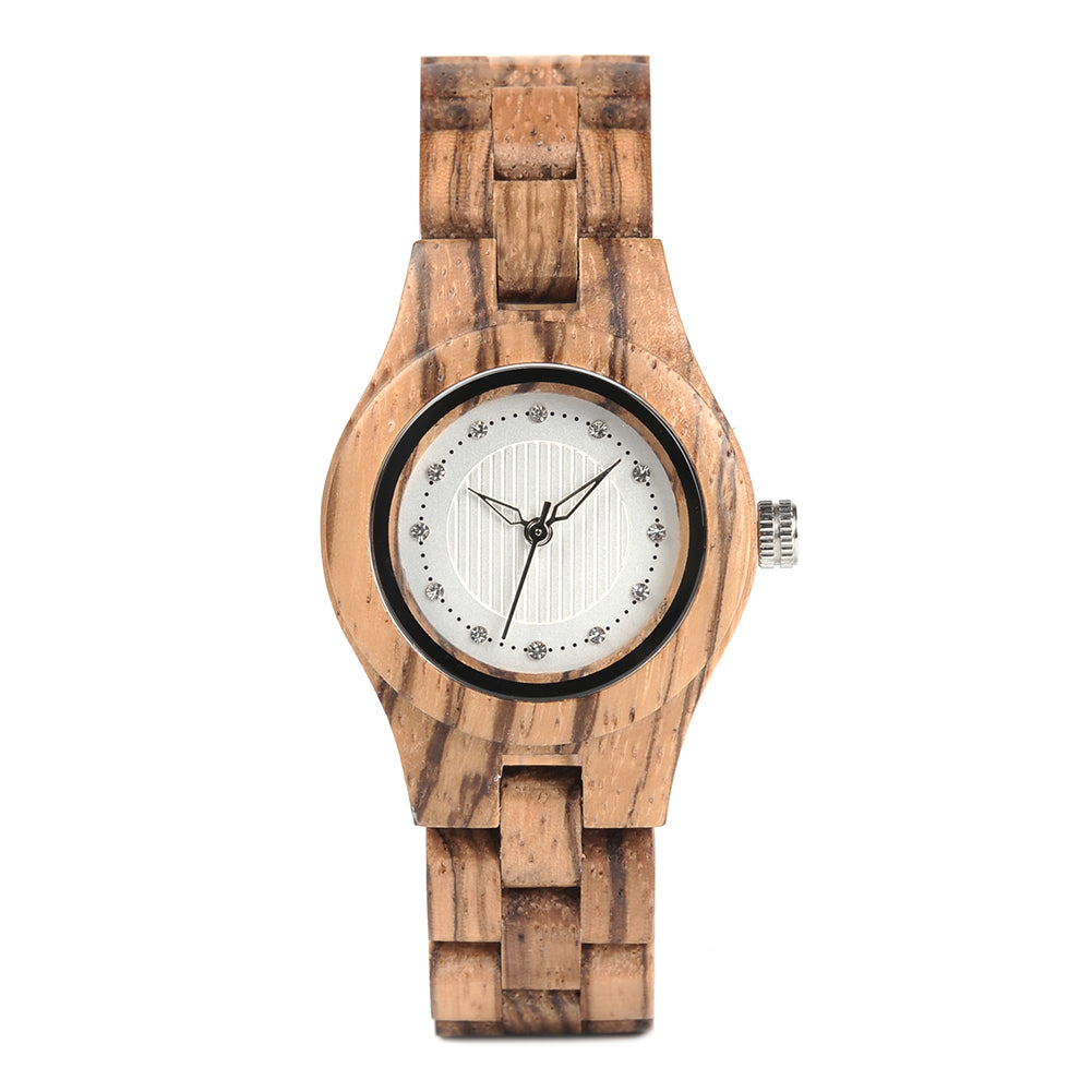 The Zebra Women’s White Dial Wood Watch - LA ZEBRA