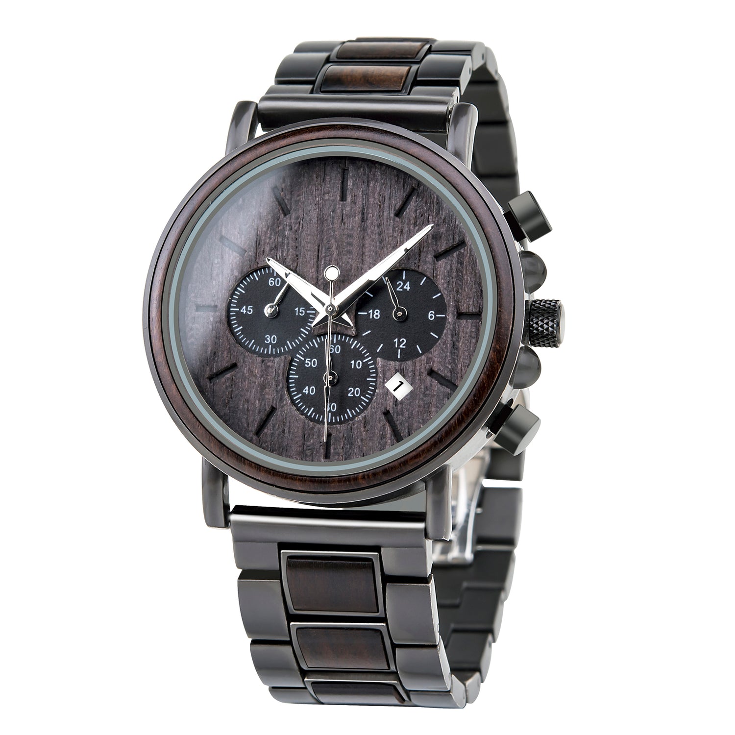 The Chronometer Dial Metal Men’s Wood Watch Ebony - EL CRONOMETRO