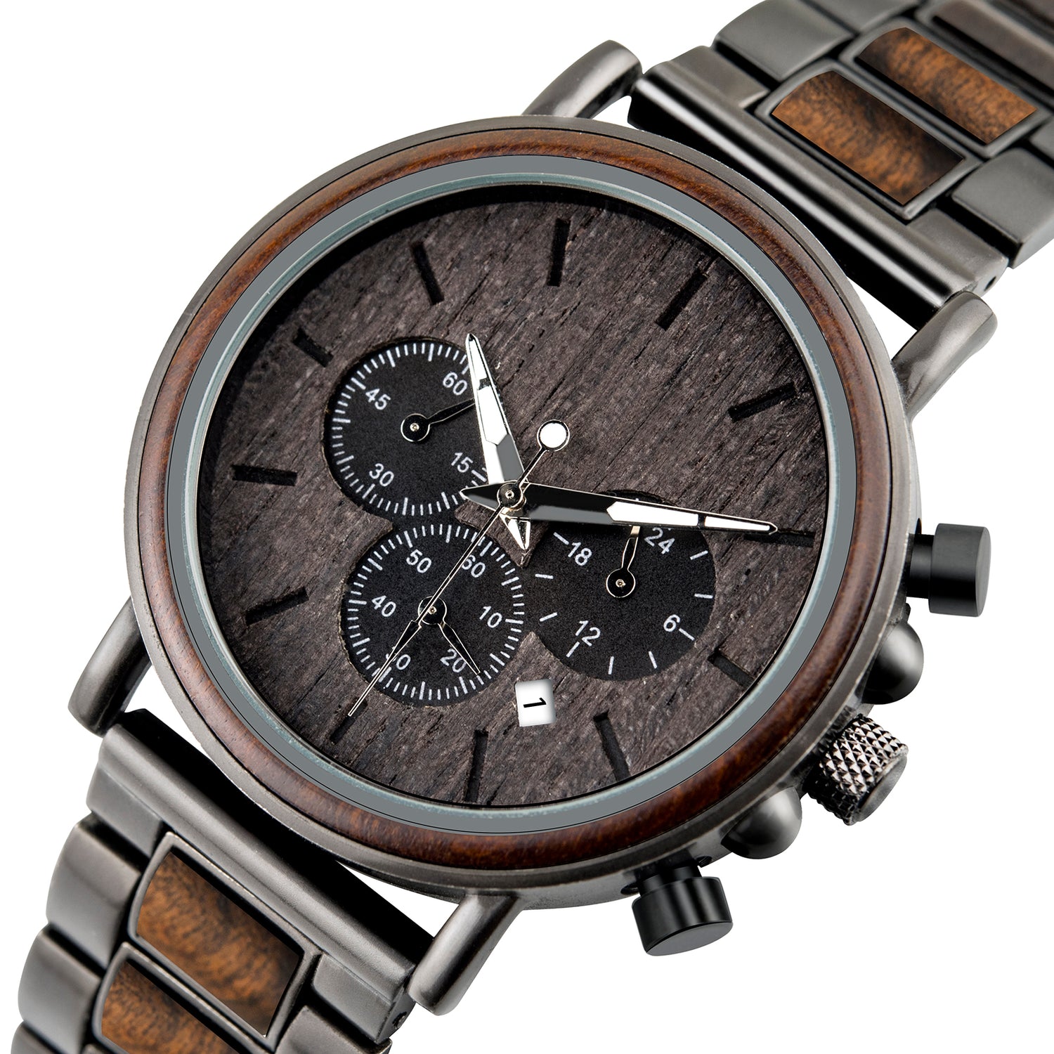 The Chronometer Dial Metal Men’s Wood Watch Ebony - EL CRONOMETRO