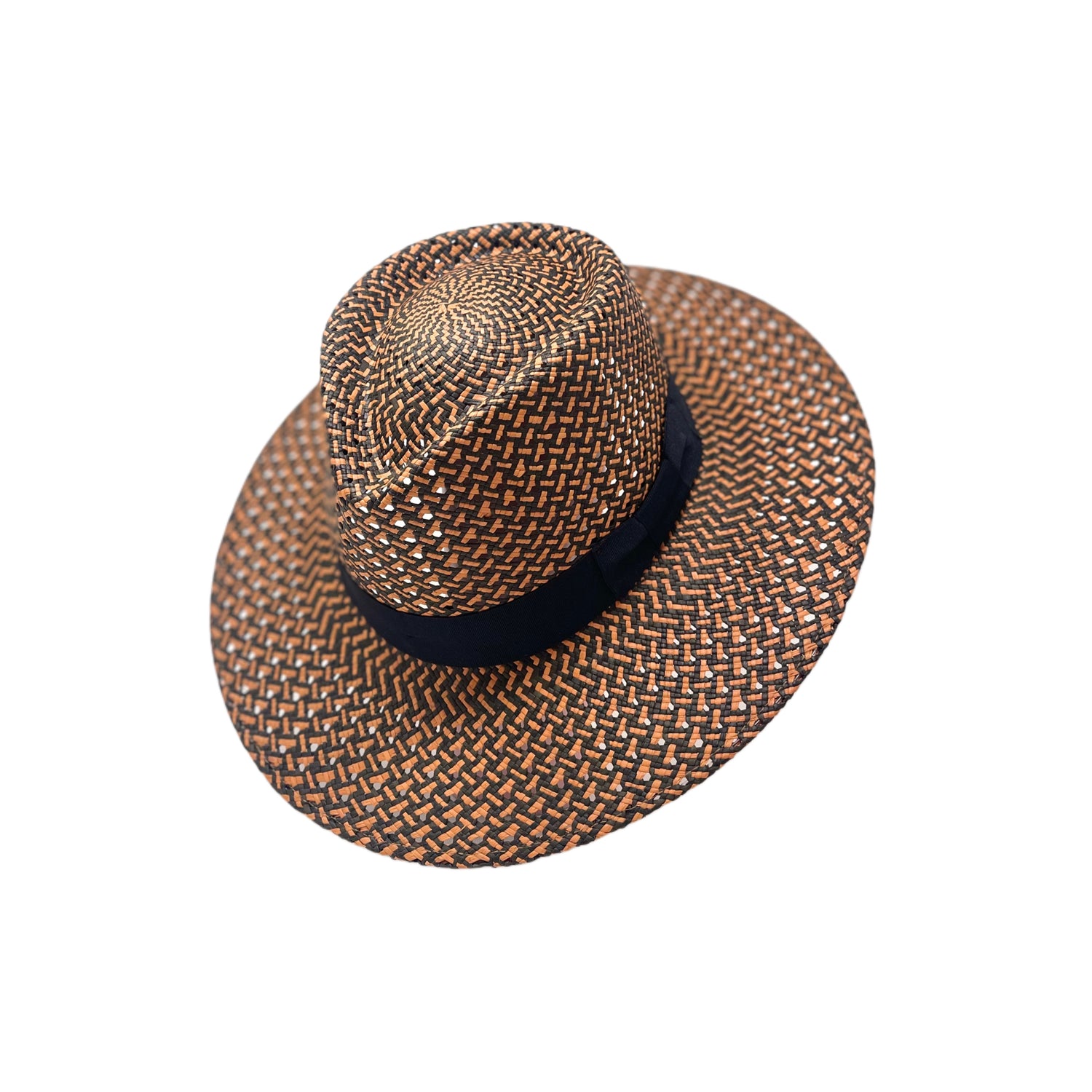 Sauvage Herringbone Brick Black Genuine Panama Hat