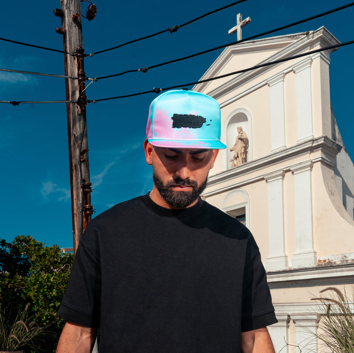 Pink Puerto Rico Map Puerto Rico Map Pink Palms Snapback Cap – El Galpon
