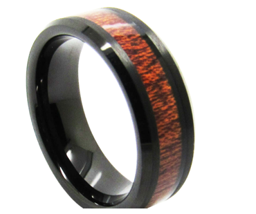 Tungsten Black & Rosewood Wood Rings