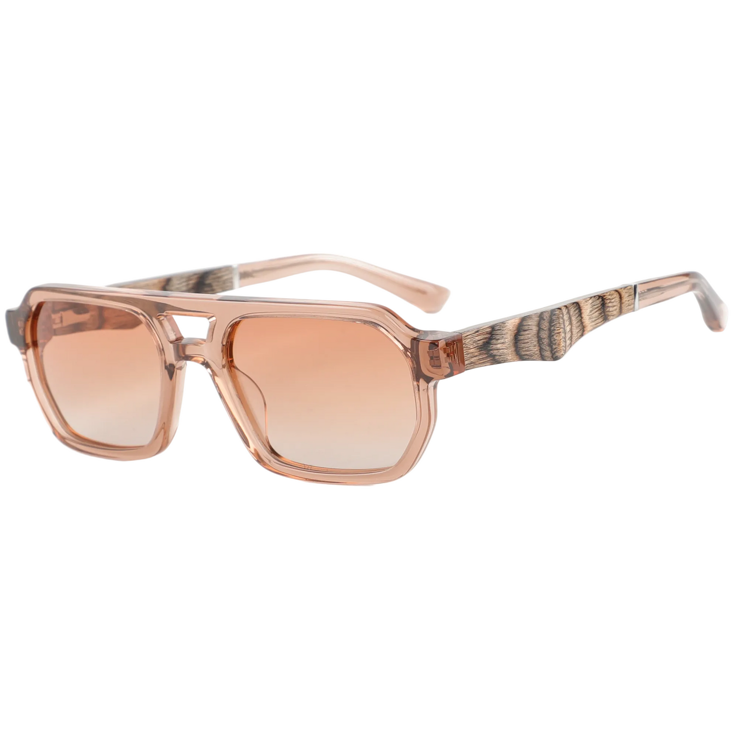 The Square Aviator Tree Knot Wood & Tan Acetate Sunglasses