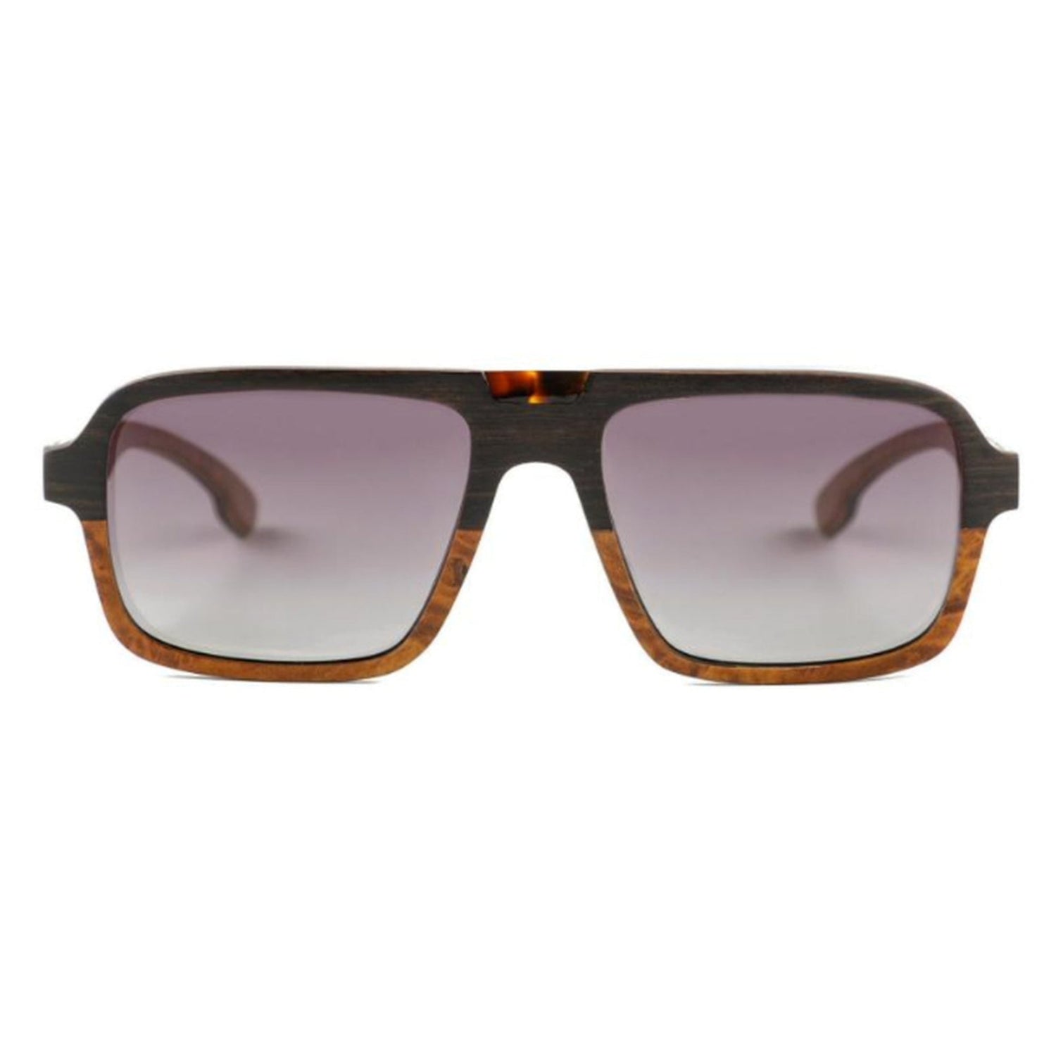 The Modern Square Aviator Ebony & Golden Madrone Wood Sunglasses