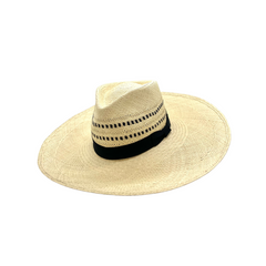 Sauvage Alon Lace Black-Natural Genuine Panama Hat