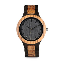 The Two Tone Natural Wood Watch Black Dial - DOS TONOS