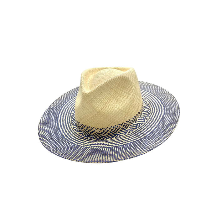 Sauvage Two Tone Blue | Natural Band Genuine Panama Hat