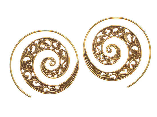 Bali Brass Spiral Baroque Style Handmade Earrings