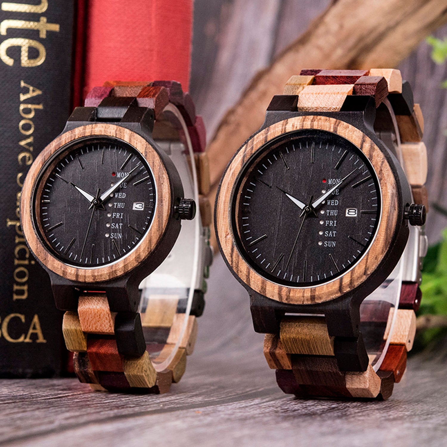 The Agenda Multi-Color Small Dial Unisex Wood Watch Black Dial - LA AGENDA