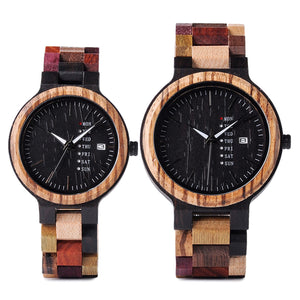 The Agenda Multi-Color Large Dial Wood Watch Black Dial - LA AGENDA