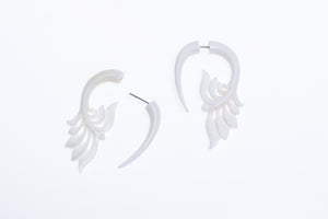 Bone Wide Leafs Split Fake Plug Earrings