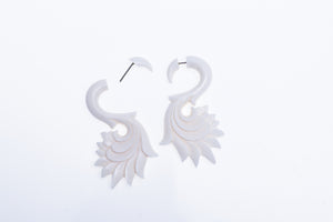 Bone Carved Lirio Split Fake Plug Earrings