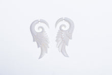 Bone Carved Winged Split Fake Plug Earrings