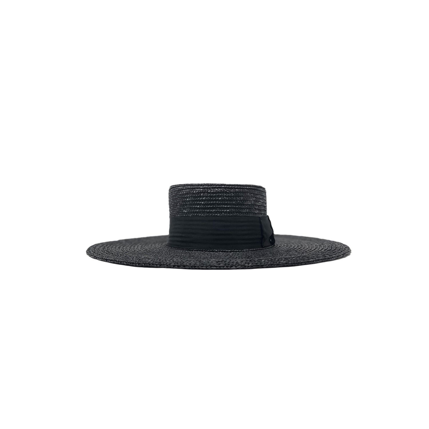 Cordovez Flat Large Brim Black Straw Hat